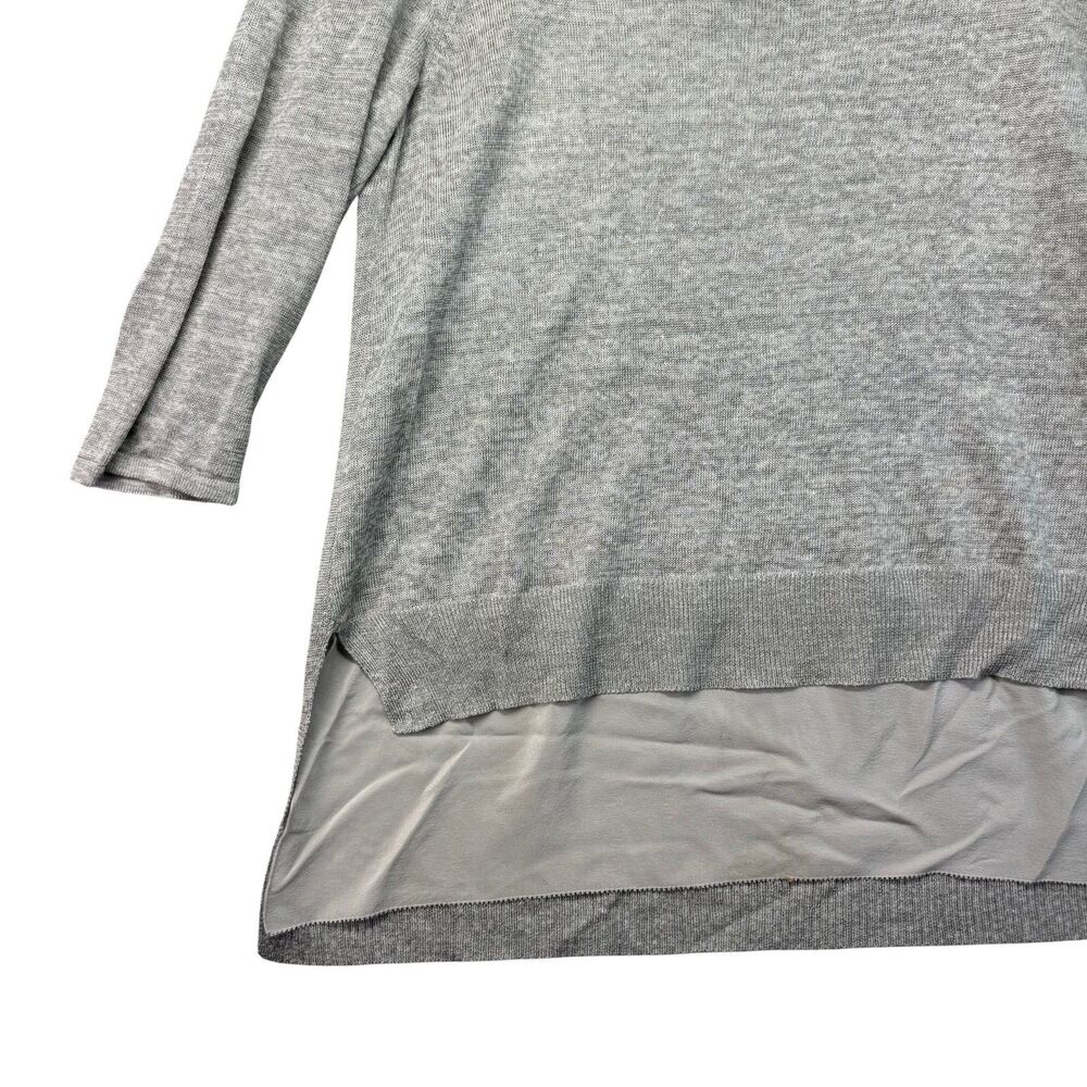 Eileen Fisher Blouse Womens Small Gray White Layered Lightweight Knit Sweater - Picture 10 of 13